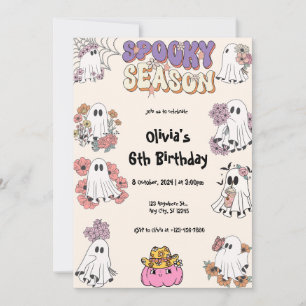 Spooky Season Cute Ghost blommigt Halloween Birthd Inbjudningar
