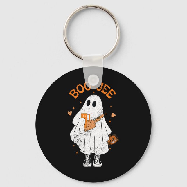 Spooky Season Cute Ghost Halloween Boujee Boo Jee Nyckelring (Framsida)