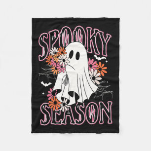 Spooky Season Cute Ghost Halloween Costume Blommig Fleecefilt