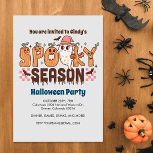 Spooky Season, Cute Ghost, Halloween Inbjudningar