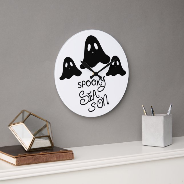 Spooky season cute ghost Halloween Large Clock Stor Klocka (Kontor)