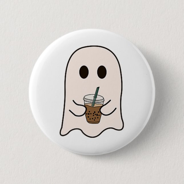 Spooky Season Cute Little Ghost Ice Coffee Hallowe Knapp (Framsida)