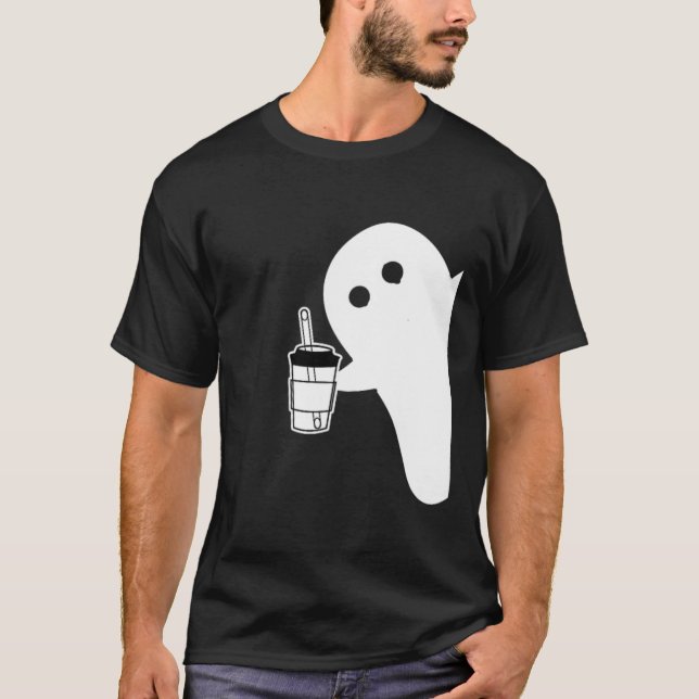 Spooky Season Cute Little Ghost Ice Kaffe. Hallowe T Shirt (Framsida)