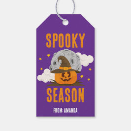 Spooky Season Cute Orange Pumpkin Halloween Presentetikett