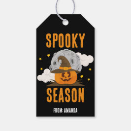Spooky Season Cute Orange Pumpkin Halloween Presentetikett