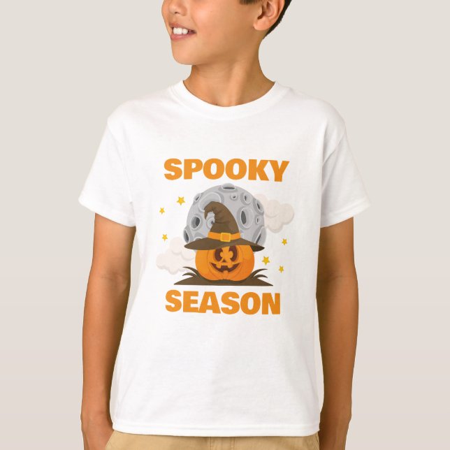 Spooky Season Cute Orange Pumpkin Halloween T Shirt (Framsida)