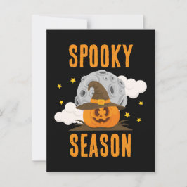 Spooky Season Cute Orange Pumpkin Halloween Vykort