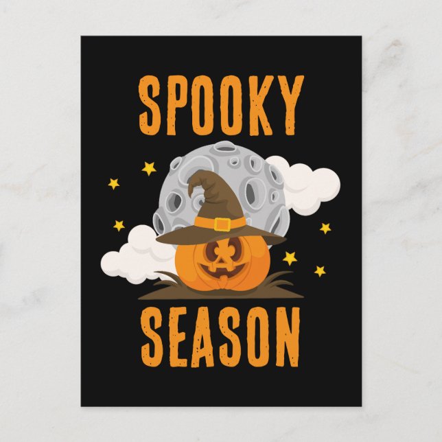 Spooky Season Cute Orange Pumpkin Halloween Vykort (Framsida)