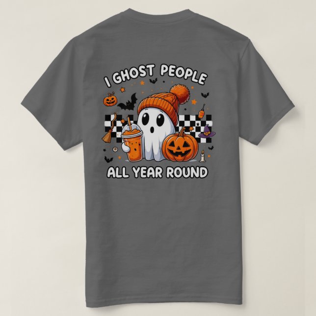 Spooky Season Fall Outfit - Cute Ghost Halloween T Shirt (Design baksida)