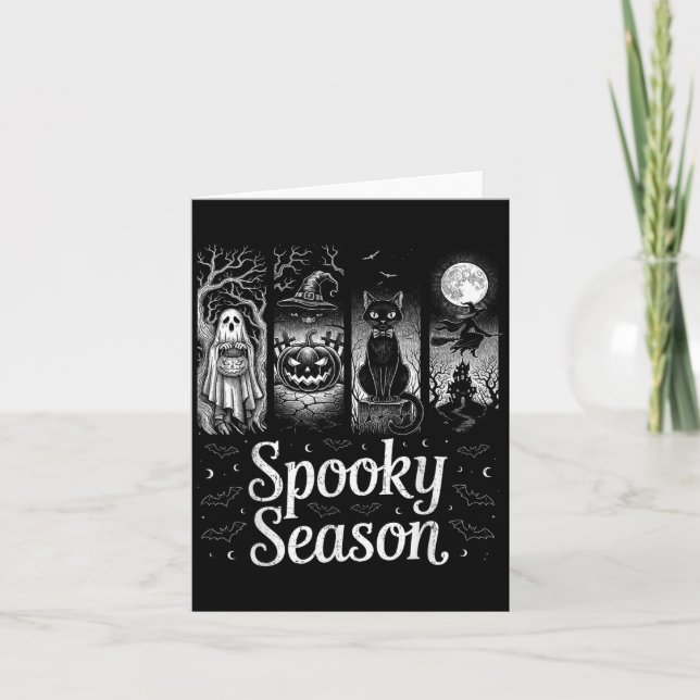 Spooky Season Funny Halloween Boo Witch Cat Pumpki Kort (Framsida)