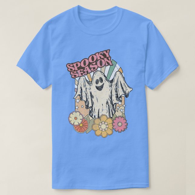 Spooky Season Ghost Blommigt Girls Women Mamma Hal T Shirt (Design framsida)