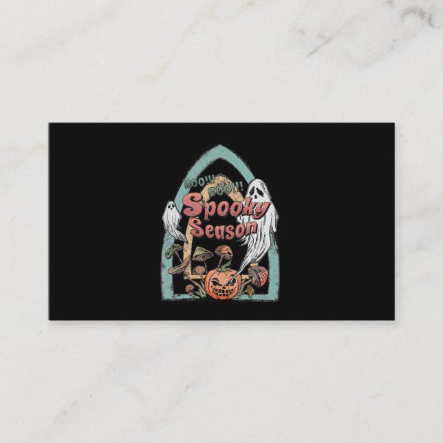 Spooky Season Ghost Pumpkin Halloween Dag 247 Visitkort (Framsida)