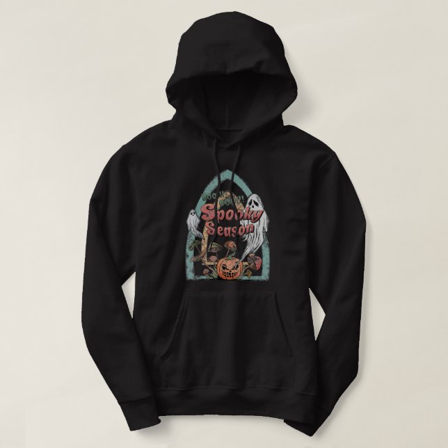 Spooky Season Ghost Pumpkin Halloween Day Hoodie (Design framsida)