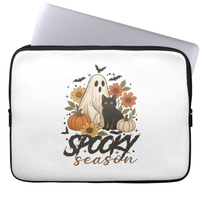 Spooky Season Ghost Retro Spooky Blommigt Hallowee Laptop Fodral (Framsidan)