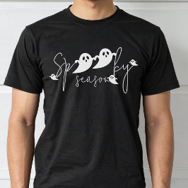 Spooky Season Ghost Shapes Typography Halloween T Shirt