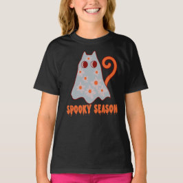 Spooky Season Groovy Ghost Cat Halloween T Shirt