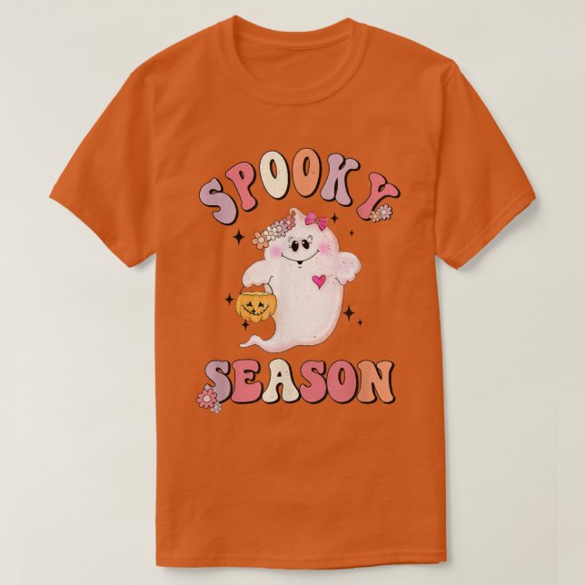 Spooky Season Groovy HalloweenGhost Pumpkin Spice T Shirt (Design framsida)