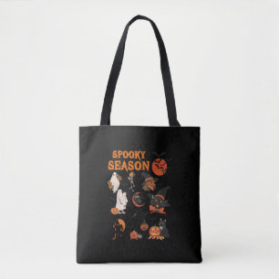 Spooky Season Halloween Black Cat Witch Ghost Pump Tygkasse