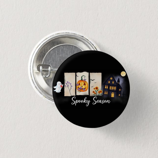 Spooky Season Halloween Button Knapp (Framsida & baksida)