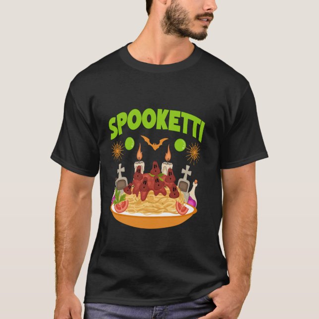 Spooky Season Halloween Costume Spaghetti Spookett T Shirt (Framsida)