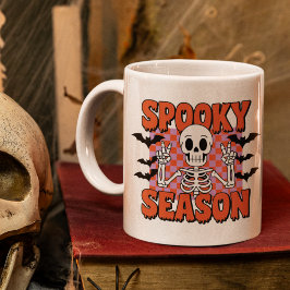 Spooky Season" Halloween – Cute Skeleton with Bats Kaffemugg