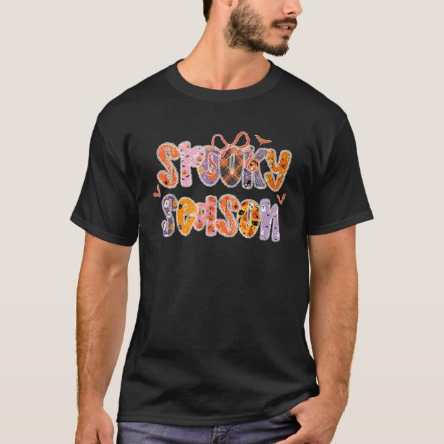 Spooky Season Halloween Ghost Coquette Bow Trick O T Shirt (Framsida)
