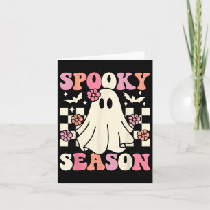 Spooky Season Halloween Ghost Costume Retro Groovy Kort
