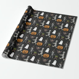 Spooky Season Halloween Ghost och Pumpkin Mönster Presentpapper