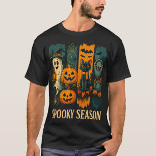 Spooky Season Halloween - Ghost, Pumpkins, Cat T Shirt