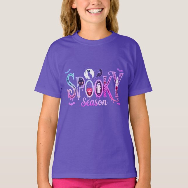 Spooky Season Halloween Girls T Shirt (Framsida)