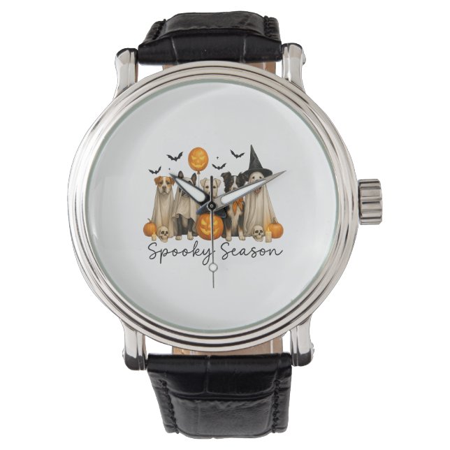 Spooky Season Halloween Hund Armbandsur (Framsida)