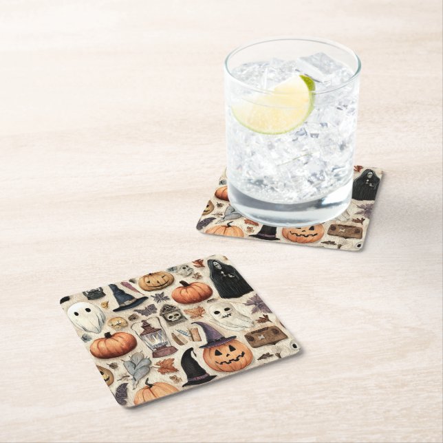 Spooky Season - Halloween Papper Underlägg Kvadrat (Insitu)