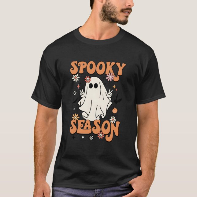 Spooky Season Halloween Py Ghost Pumpkin T Shirt (Framsida)