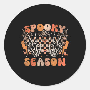 Spooky Season Halloween Skeleton Costume Retro Gro Runt Klistermärke