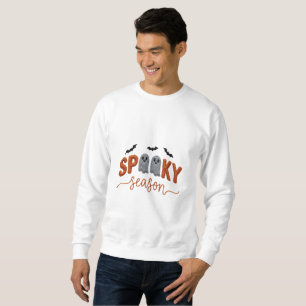 Spooky Season Hand Embroized Halloween Design Desi Lång Ärmad Tröja