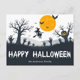 Spooky Season Happy halloween Witch Fladdermus Pum Vykort