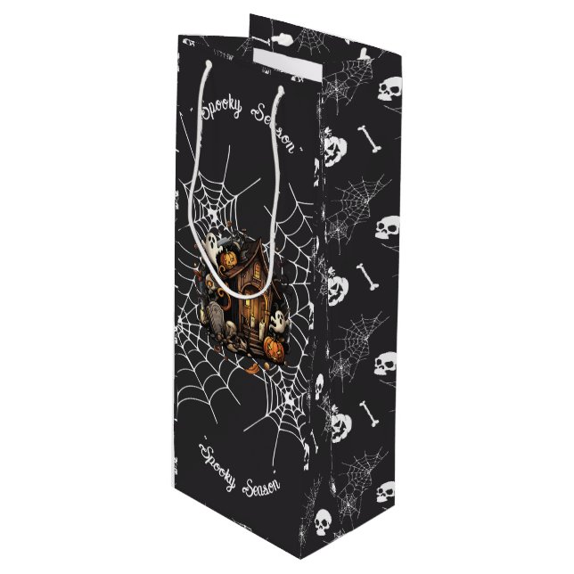 👻 Spooky Season Haunted House black Gift Bag 🎃 (Framsidan Vinklad)