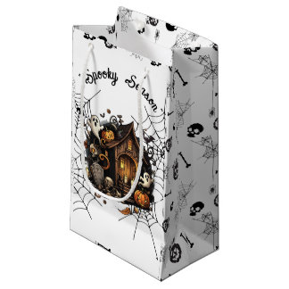 👻 Spooky Season Haunted House white Gift Bag 🎃