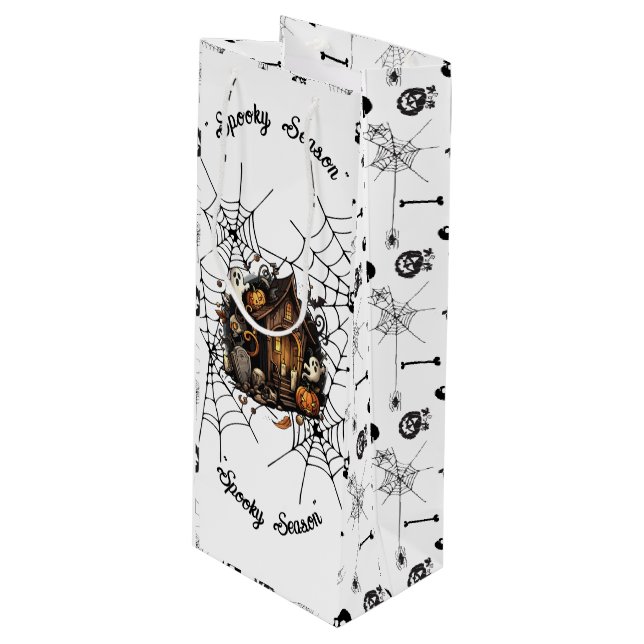 👻 Spooky Season Haunted House white Gift Bag 🎃 (Framsidan Vinklad)