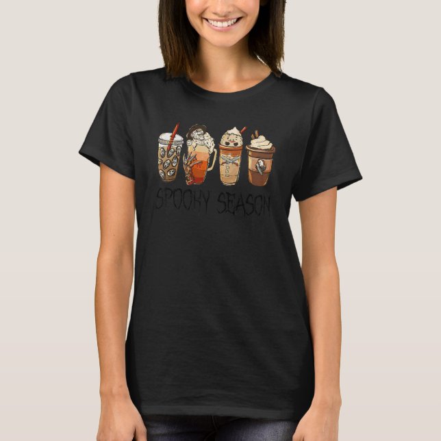 Spooky Season Horror Fall Coffee Halloween Autumn T Shirt (Framsida)