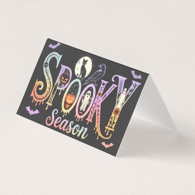 Spooky Season Iridescent Halloween Kort (Framsida)