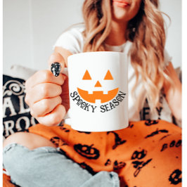 Spooky Season Pumpkin Ansikte Cute Halloween Mugg