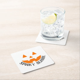 Spooky Season & Pumpkin Ansikte Halloween Underlägg Papper Kvadrat