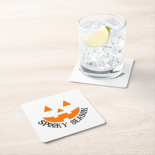 Spooky Season & Pumpkin Ansikte Halloween Underlägg Papper Kvadrat (Insitu)