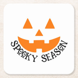 Spooky Season & Pumpkin Ansikte Halloween Underlägg Papper Kvadrat