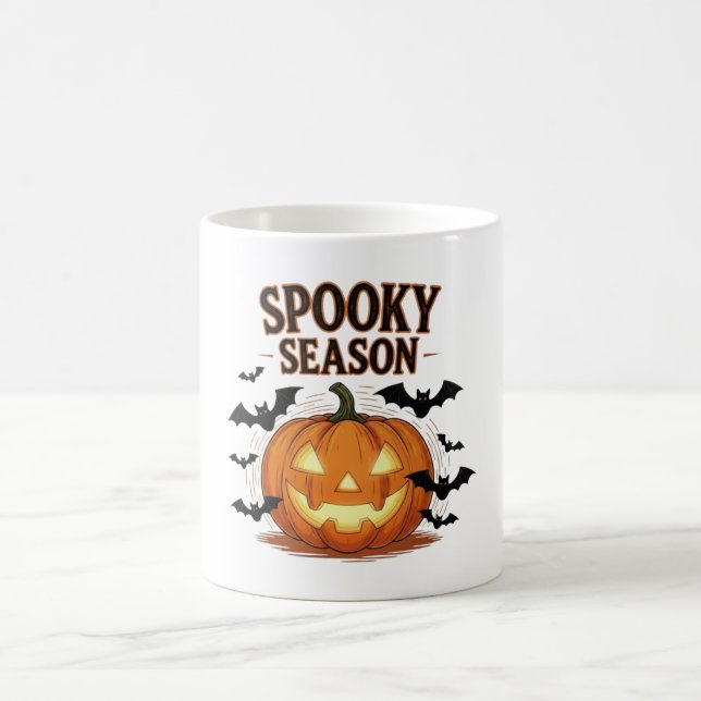 Spooky Season Pumpkin & Fladdermus Fall Halloween Kaffemugg (Center)