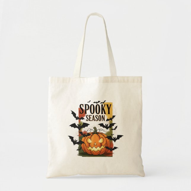 Spooky Season Pumpkin & Fladdermus Fall Halloween Tygkasse (Framsidan)