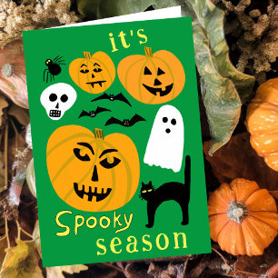 Spooky Season Pumpkins Ghost Fladdermus HAPPY HALL Kort