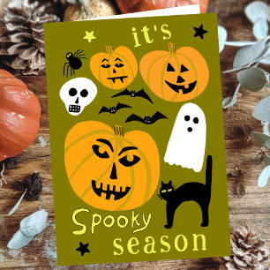 Spooky Season Pumpkins Ghost Fladdermus HAPPY HALL Kort
