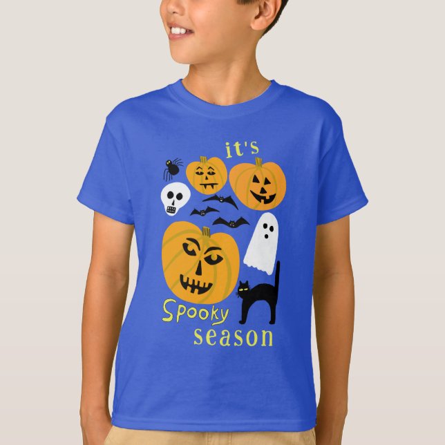 Spooky Season Pumpkins Ghost Fladdermus HAPPY HALL T Shirt (Framsida)
